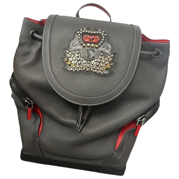Christian Louboutin Explorafunk Rare Gray and Red Backpack - Picture 1 of 5